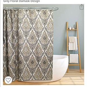 Damask Shower Curtain - Grey, black and yellow